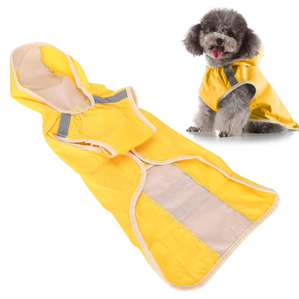 Dog Raincoat Waterproof Adjustable Lightweight Pet Rain Jacket with Safety Reflective StripeYellow S