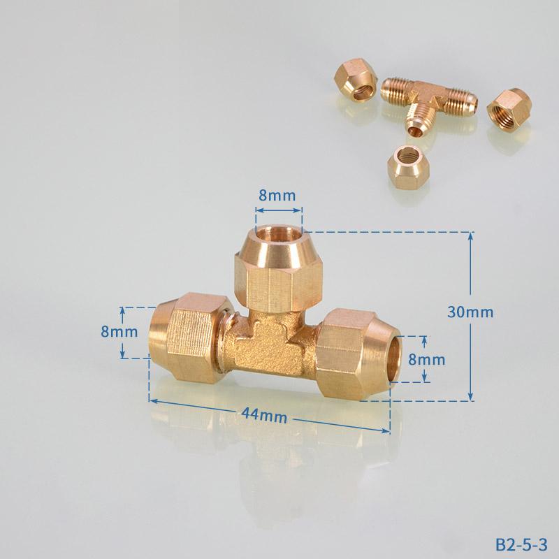 Yiqianyuan Brass Flare Tee Fitting Copper Expansion Flared Adapter Connector Flare Tee Tube Fitting Adapeter For Air Conditioner