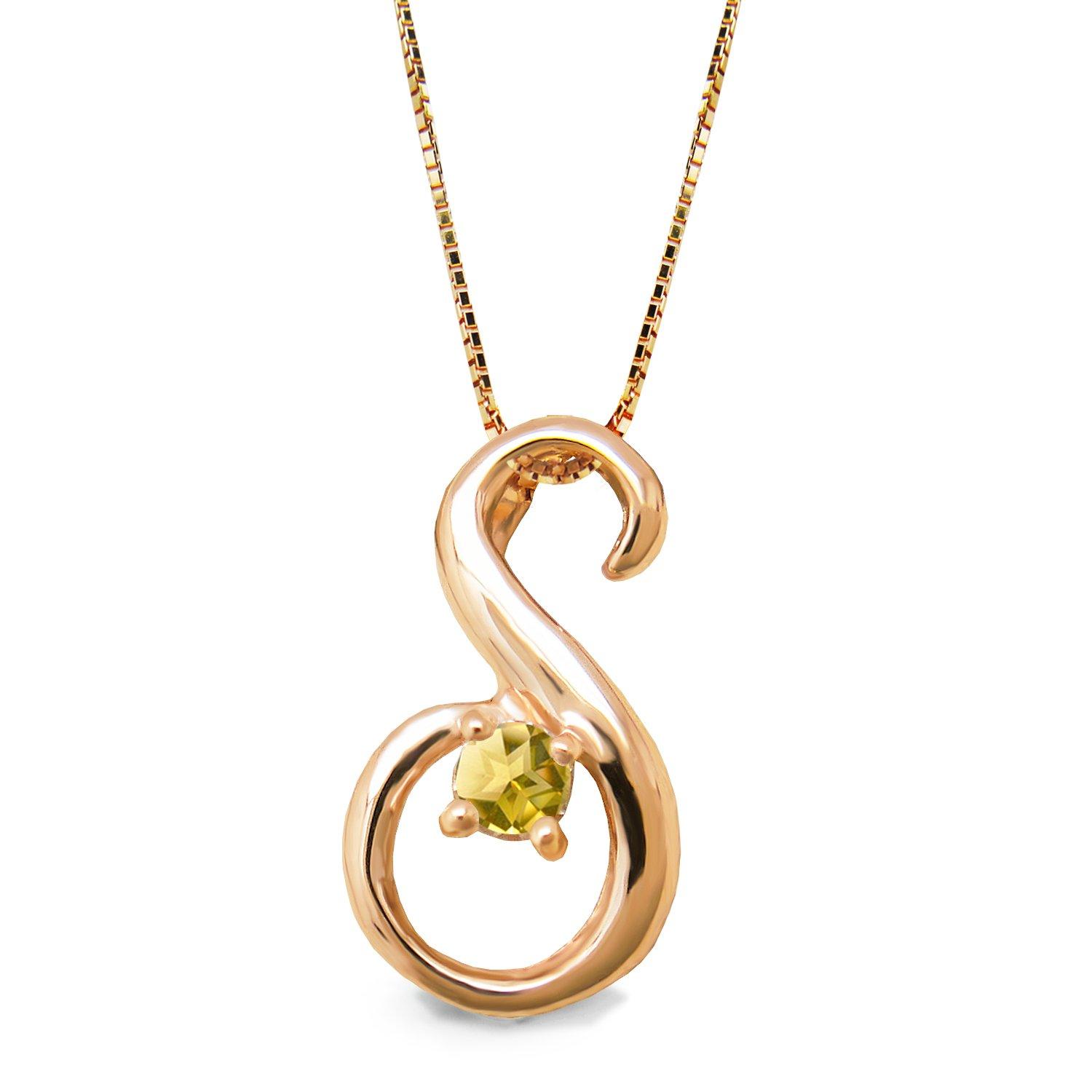 

miwahouseki Initial Selectable Birthstone Pink Gold Alphabet Necklace November Citrine [Miwahouseki] [S]
