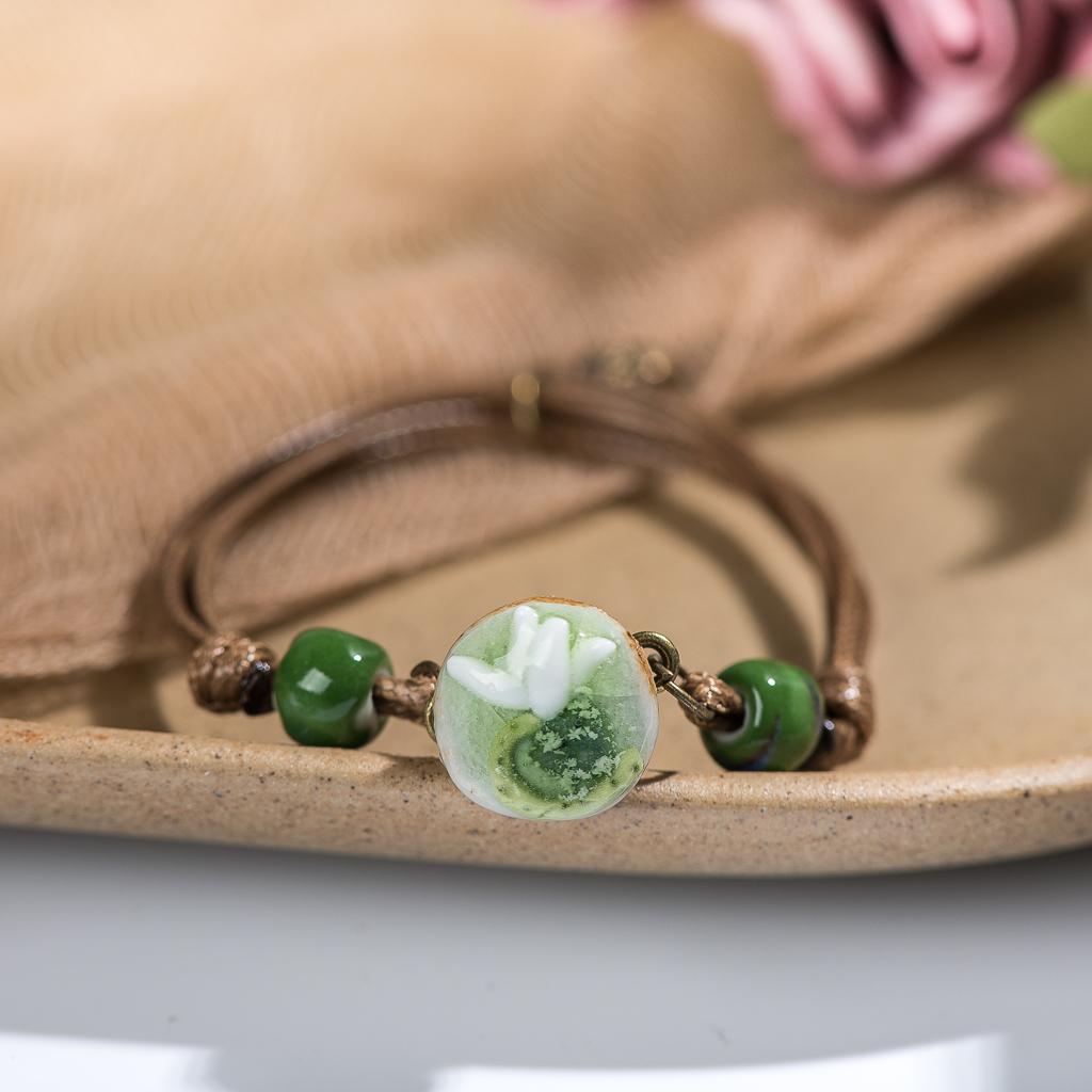 Forest Series Plant hand-kneaded Ceramic Adjustable DIY Bracelet For Women Gift Jewelry #CZ501