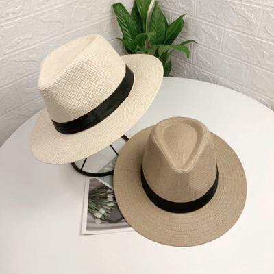 Band Decor Flat Dome Straw Hat Folding Thin Non-stuffy Anti-UV Men Big Brim Sunscreen Jazz Hat Fashion Accessories