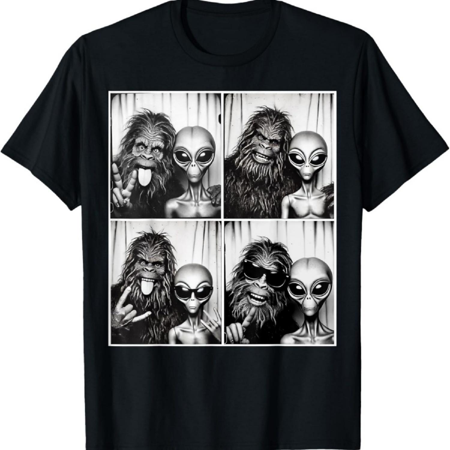 Смешная Фотобудка Фото Сасквоч НЛО Бигфут И Пришелец Футболка XXXXXL чёрный