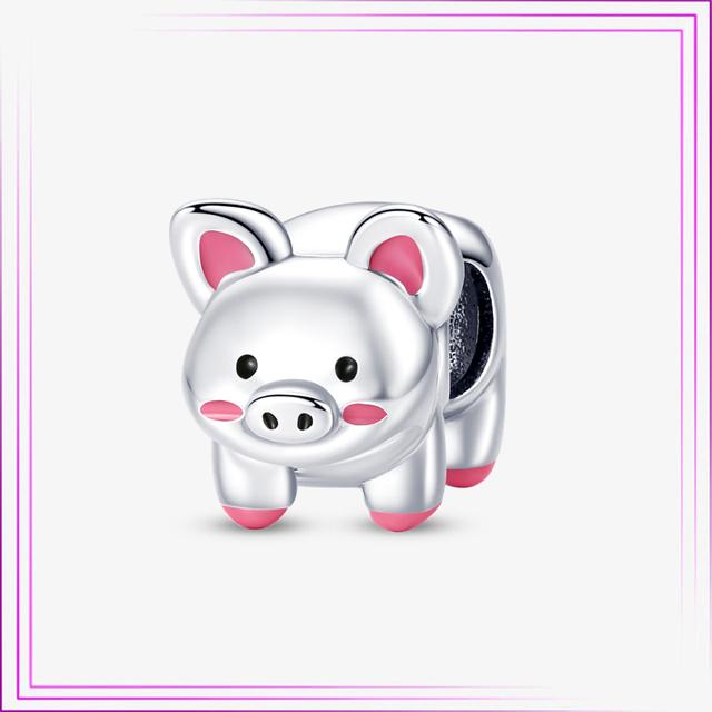 925 Sterling Sølv Hjerte Blomst Luftballong Flamingo Rosa Sjarm Plata De Ley Bil Katt Perle DIY For Originalt Armbånd Smykker