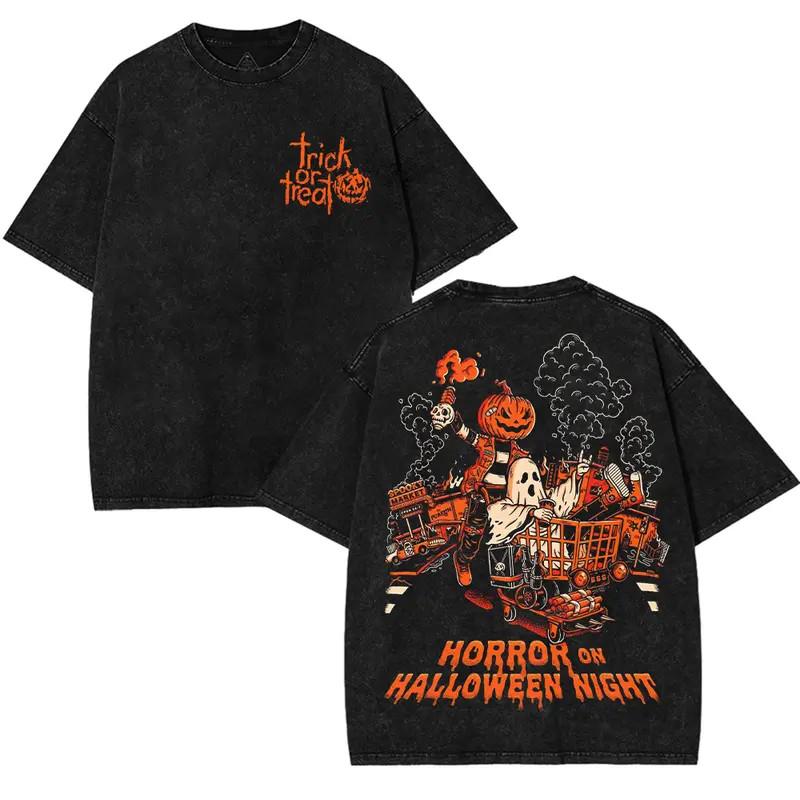 Trick or Treat Halloween Horror Night Shirt – Classic Movie Streetwear Tee Unisex T-Shirt XXXXL
