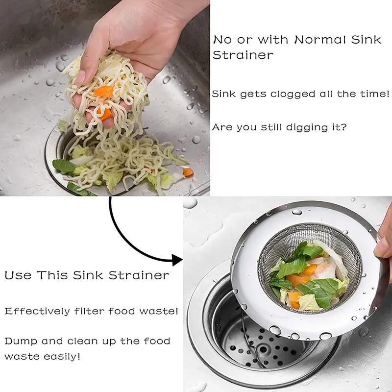 Stainles Steel Sink Filter Mesh Metal Floor Drain Net Food Slag Stopper Plug Bathtub Hair Catcher Deodorant Drainer Kitchen Tool