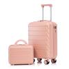 14"/19" 2-Piece ABS Spinner Suitcase Set with Combination Lock & 14" Cosmetic Bag (Pink)