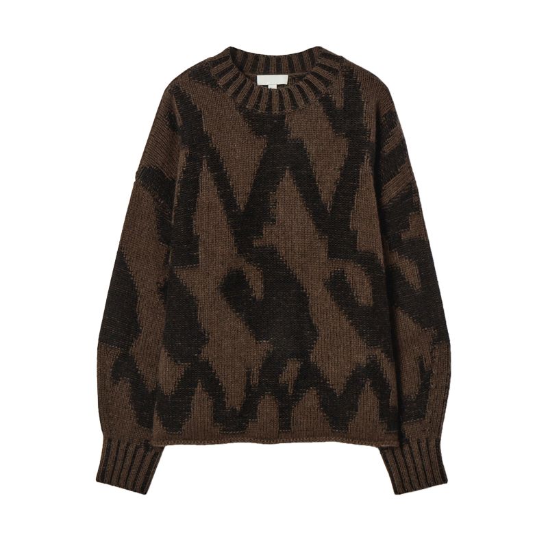 CS Fall and Winter New Women's Clothing Casual Version round Neck Long Sleeves Abstract Jacquard Pullover Knitwear 1265494