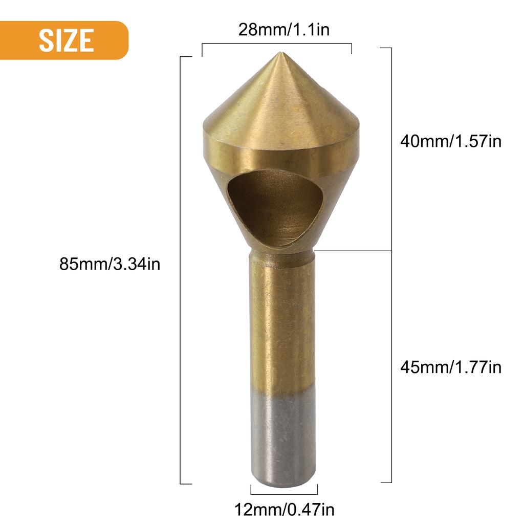 1pcs Titanium Countersink Deburring Drill Bit Hole Cutter Metal Chamfering Tool 90 Degree Chamfer Countersink Drill Bit
