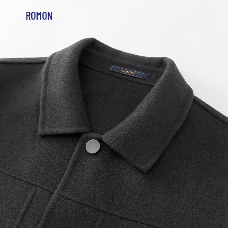 Romon Men's Merino Wool Blend Double-Faced Business Casual Short Coat