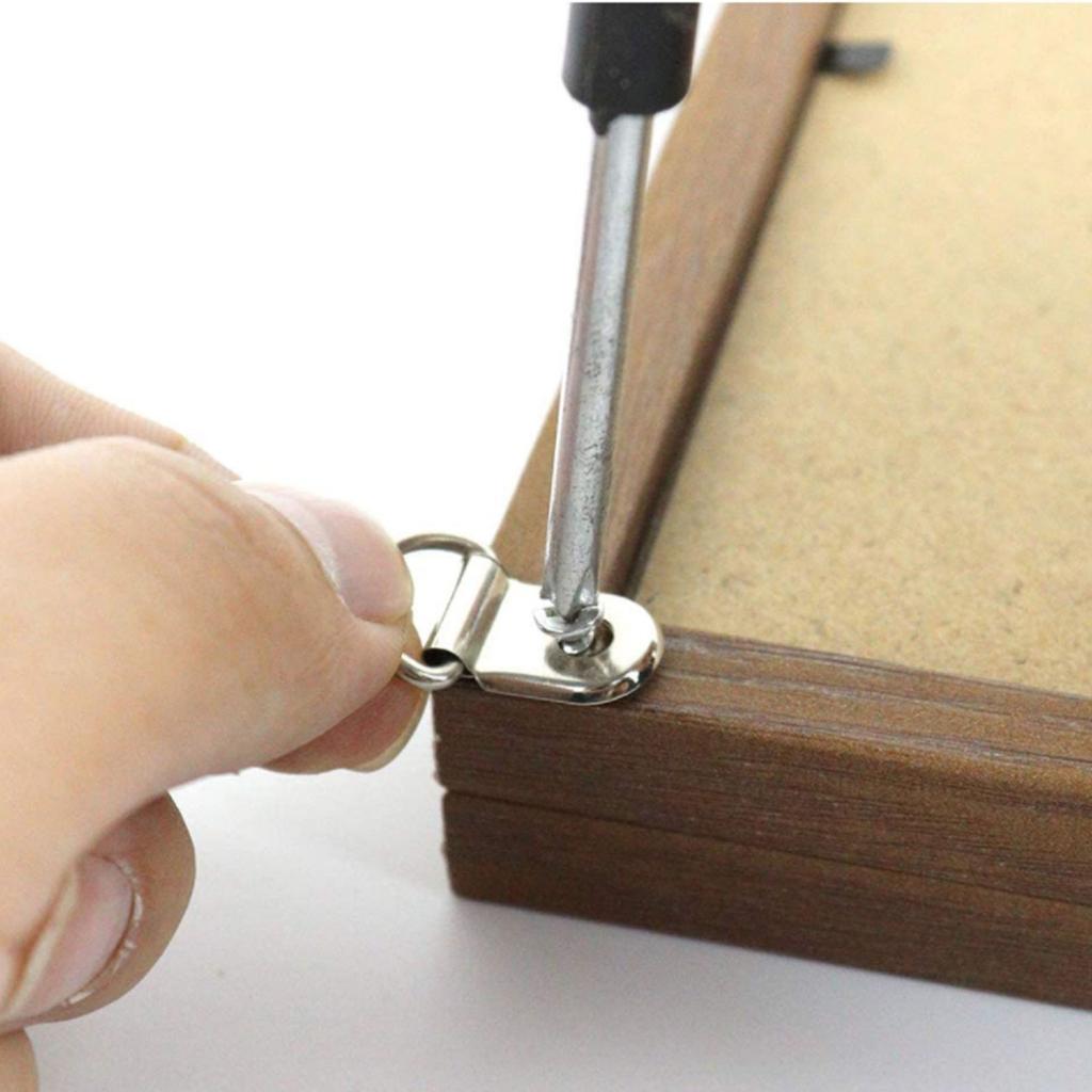40/50/60/80/100PC Round D Ring Buckle Photo Wall Hook with Screws Oil Painting Mirror Picture Frame Hanger with Screws Wall Hook