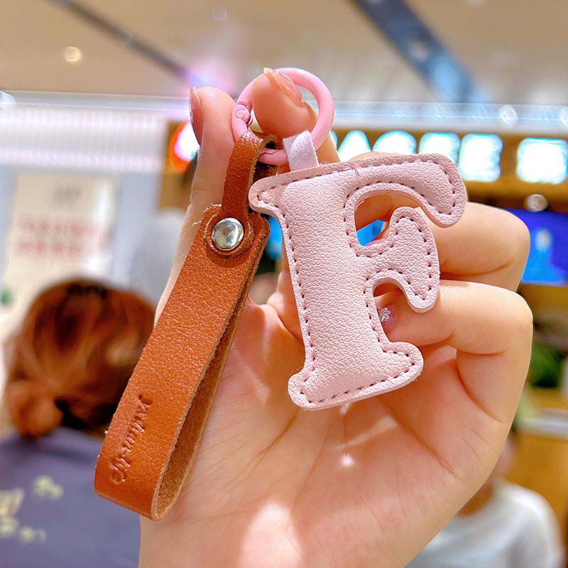 Customizable Leather Letter Keychain Pendant for Girls and Couples