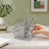 Office Supplies Storage Organizer Pen Holder/Storage Basket, Hollow Grid Iron Tube, Minimalist Metal Wire Basket Durable Pencil for Stationery