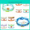 Fashionable Alloy Flower Beaded Bracelet Set With Waterproof Wax Thread