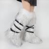 Women's Faux Fur Snow Boot Winter Warm Fluffy Long Furry Long Boots for Women Outdoor Fuzzy Knee-High Boots Plush Warm Snow Shoes for Outdoor Indoor
