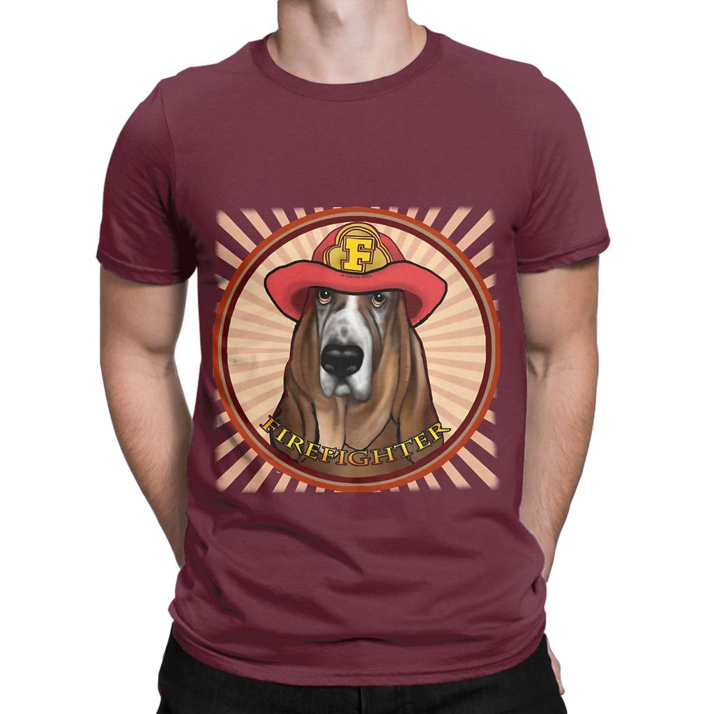 Hound dog Firefighter Novelty 100 Cotton TShirt Sparky the Fire Dog Tops Tees For Unisex