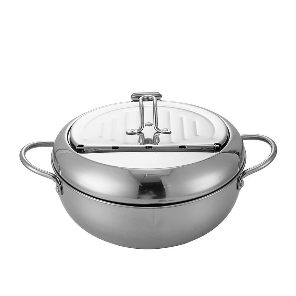 304 Stainless Steel Deep Frying Pot 3.4L Capacity 33x24.8x15CM Kitchen Cooking Fryer Pot