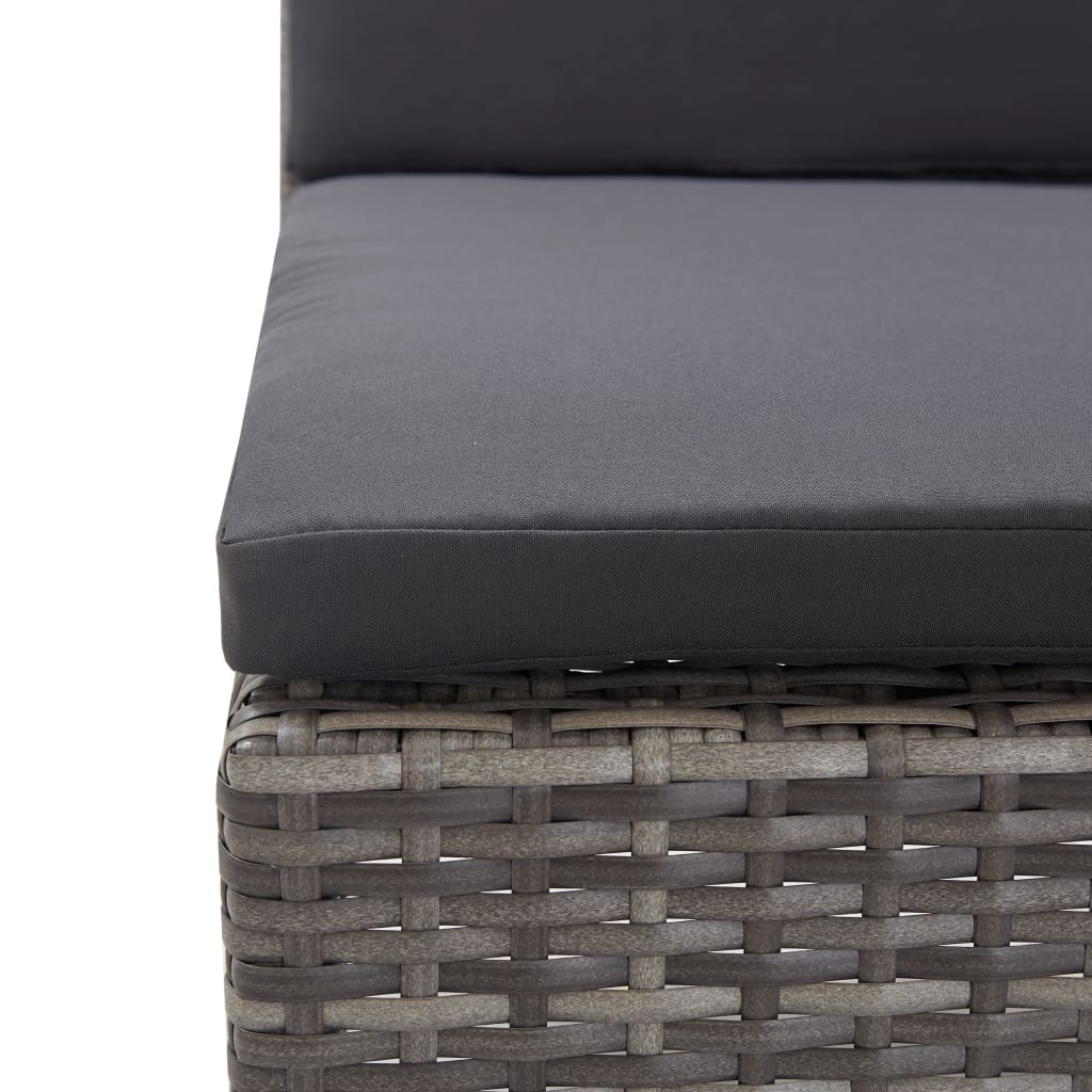 5 Piece Garden Sofa Set with Cushions Poly Rattan Grey