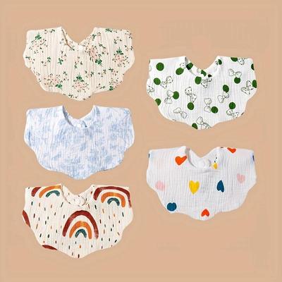 Korean Style Cotton Gauze Baby Feeding Bibs Summer Soft Petal Infants Print Saliva Towel Newborn Toddler Burp Cloth Kids Bib New