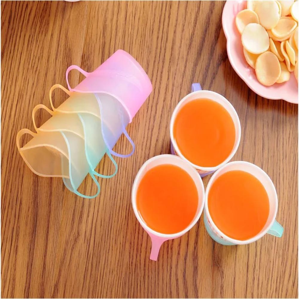 10pcs Anti-Scald Insulated Disposable Paper Cup Holder Plastic Paper Cup Stand Pantry