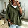 Europe & America Solid Color Hooded Sweater - Autumn 2026, Loose Knit Top with Drawstring for Women
