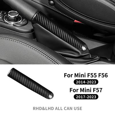Real Hard Dry Carbon Fiber Decal Cover for Mini Hatchback F55 F56 F57 2017- Car Handbrake Grip Interior Trim Accessories