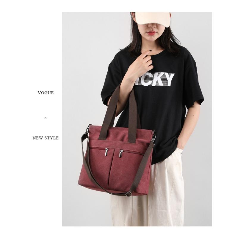 Bolsa de Ombro Único Bolsa Feminina Tendência Simples Moda Versão Coreana Grande Capacidade Mão Transversal Lona