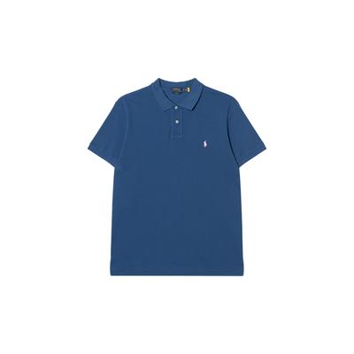Polo Polo de Manga Corta con Bordado de Logotipo de Color Sólido para Hombre tops Azul Oscuro 710536856-368
