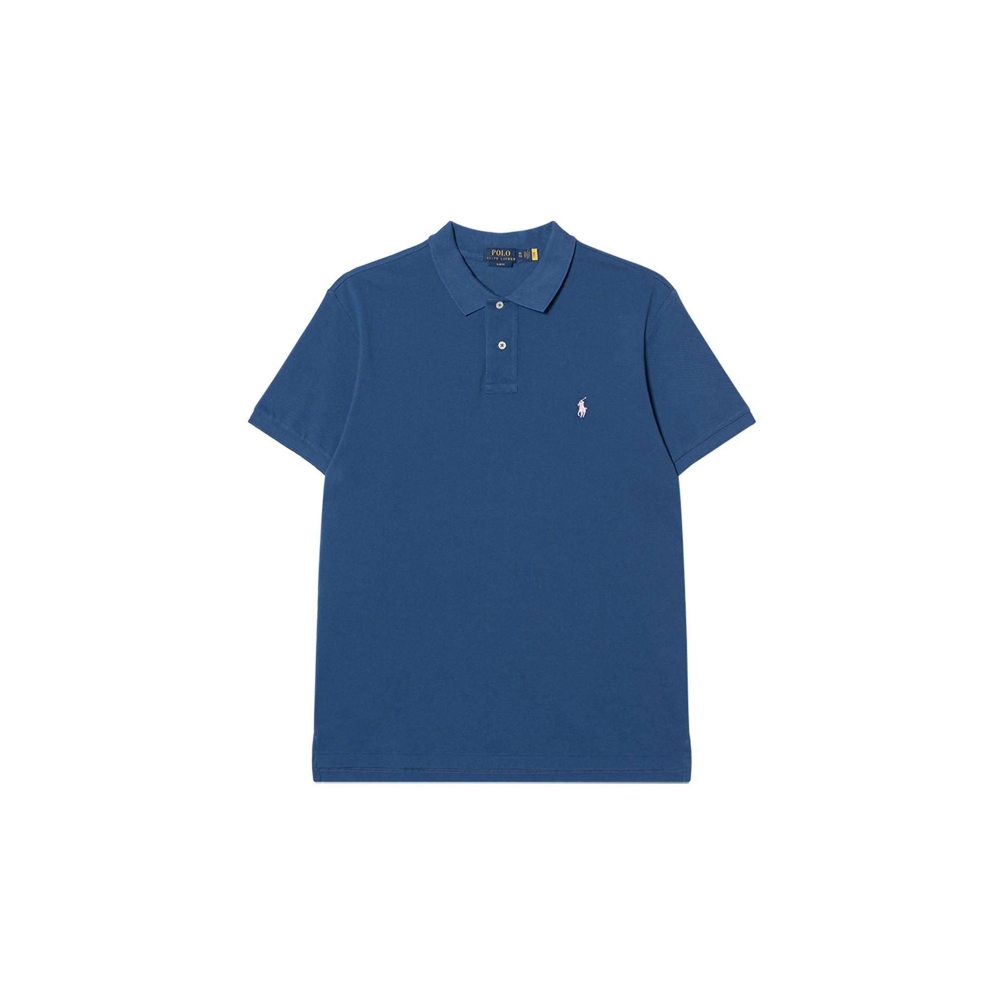 

Polo Ralph Lauren однотонная рубашка поло с вышитым логотипом с коротким рукавом, мужские топы, темно-синего цвета 710536856-368 S