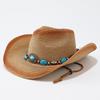 Spring and Summer New Couple Straw Hat Ethnic Style Decoration European and American Cowboy Hat Outdoor Sunshade Sun Protection Hat Travel Hat
