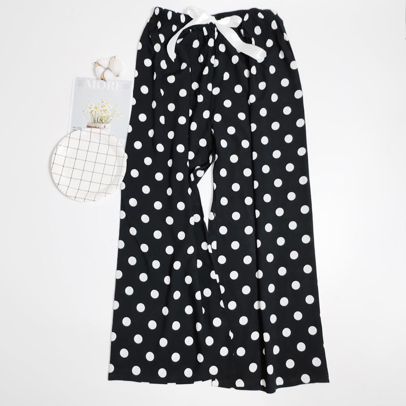 Women's Summer Cotton Silk Nine-Point Wide-Leg Pajama Pants - Plus Size, Loose, Breathable, Cooling, Ideal for Beach and Air Conditioning Comfort