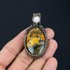 Crazy Lace Agate & Moonstone Gemstone Handmade Pure Copper Wire Wrap Jewelry Pendant For Women