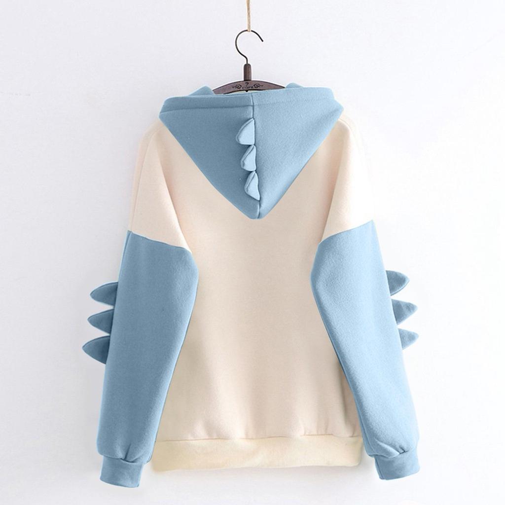 Women's Printed Contrasting Dinosaur Loose Casual Hoodie