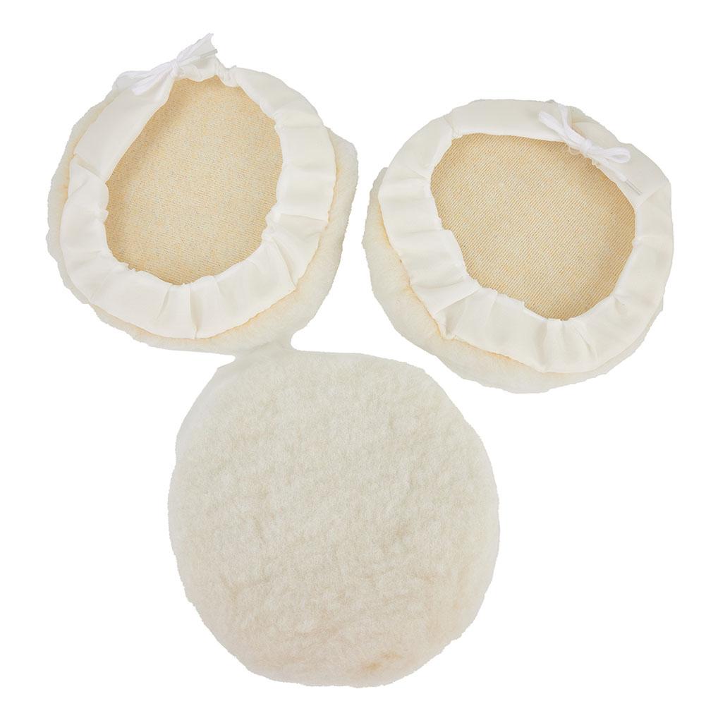 3Pcs Lambs Wool Buffing Pads Set 7inch for Car and Aerospace Polishing with Wool Fibers for Consistent Polishing Results