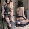 Sex Stockings Transparent Jacquard Open Gear Free Black Silk Sexy Black Neck Perspective One-piece Stockings