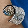 1 Piece of 925 Sterling Silver Exquisite Heart-shaped Hollow Ring with an Opening, Women's Wedding Jewelry Charm Accessory