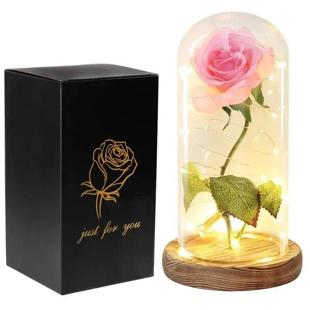 Beauty and Beast Artificial Flower Glass Cover Eternal Rose Birthday Gift Valentine's Day Gift