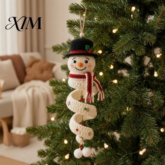 Winter Yarn Crafts for Family Christmas Spiral Crochet Kit, DIY Snowman Santa Craft Holiday Knitting Supplies Adults Handmade Hanging Ornament