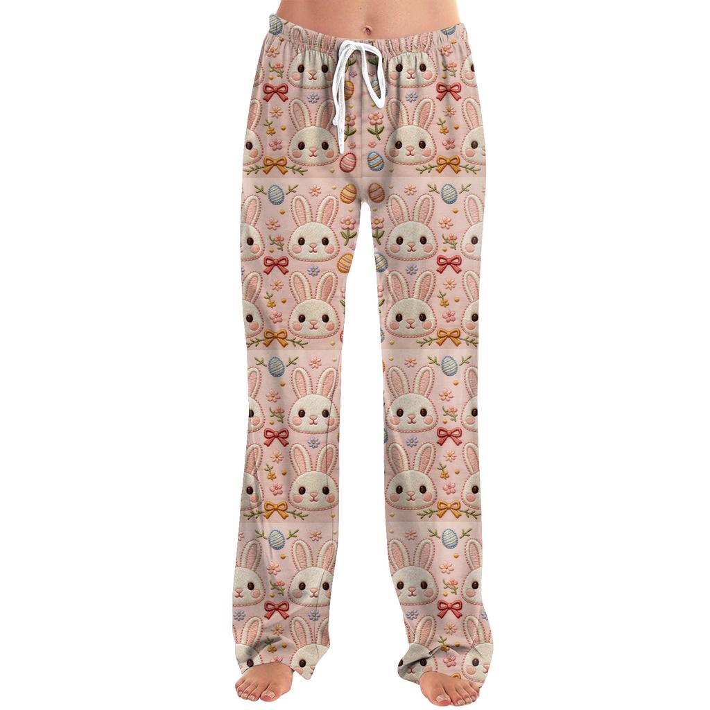 Modische lockere Freizeit-Hose für Damen mit Easter-Cartoon-Print