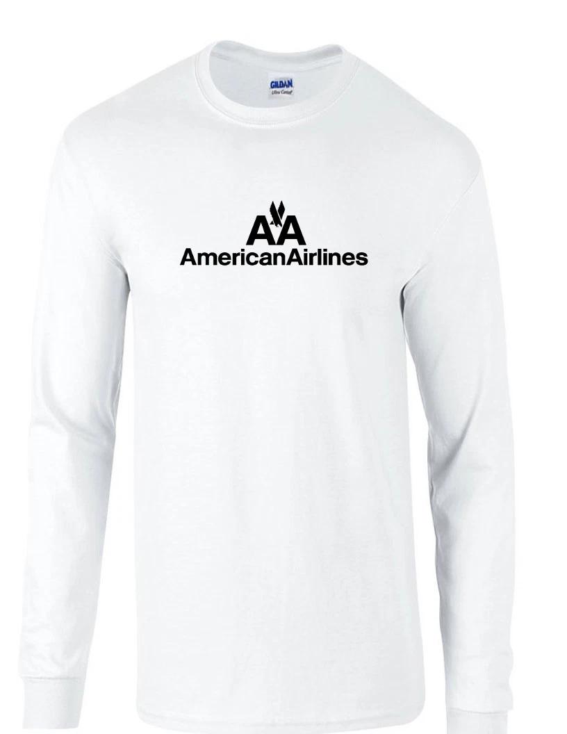 American Airlines Black Retro Logo Shirt US Airline White Long Sleeve T-Shirt 3XL