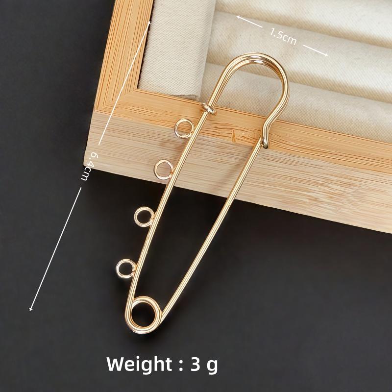 Colorfast Electroplated Safety Pin Brooch with Loop Holder for Sweaters and Pants