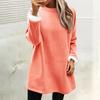 Women's Solid Fleece Lined Sweatshirt Dress Crew Neck Long Sleeve Loose Warm Casual Home Wear Winter Mini Dress