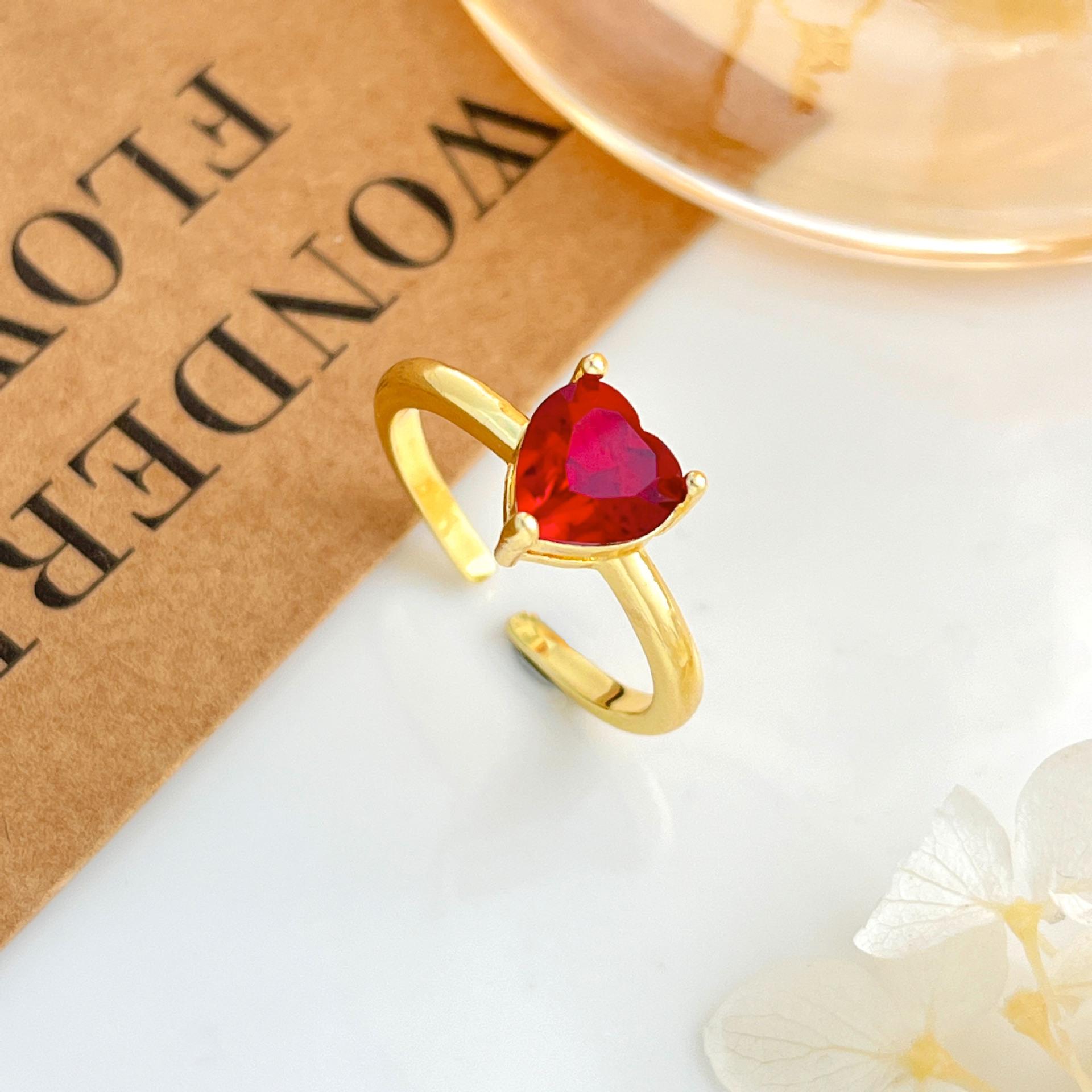 Роскошное Изысканное Открытое Кольцо Red Love золотой