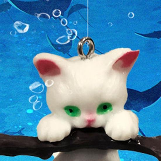 Yousheng 1 Set Fish Tank Decoration Exquisite Mini Cat Statue Ornament with Small Floating Ball Aquarium Accessories