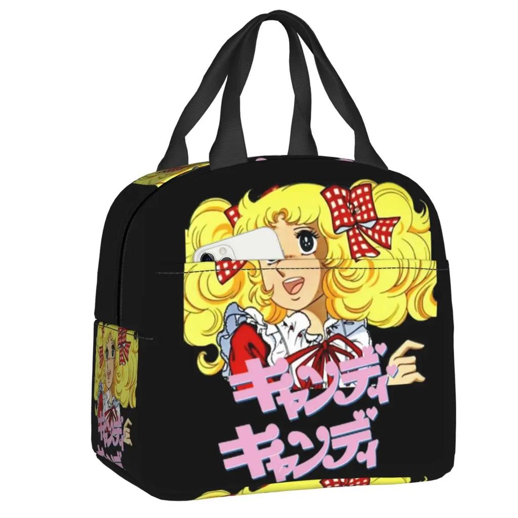 Candy Candy Thermal Insulated Lunch Bags Women Animated Anime Movies Portable Lunch Container School Travel Storage Food Box