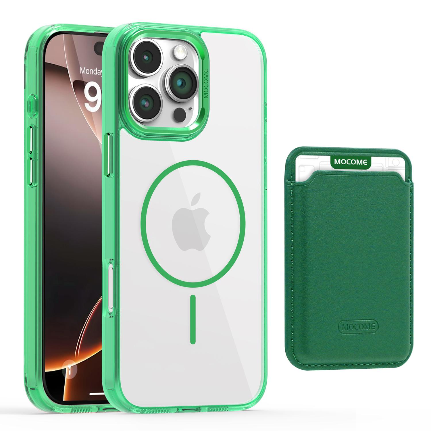 

MOBEST For iPhone 16 Pro Max Magnetic Case with Detachable Card Holder TPU+PC Phone Back Cover Green