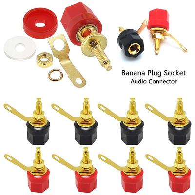 1Set Gold Plated Banana Plug Socket 4mm Audio Connector Speaker Adapter Terminal  Amplifier Video