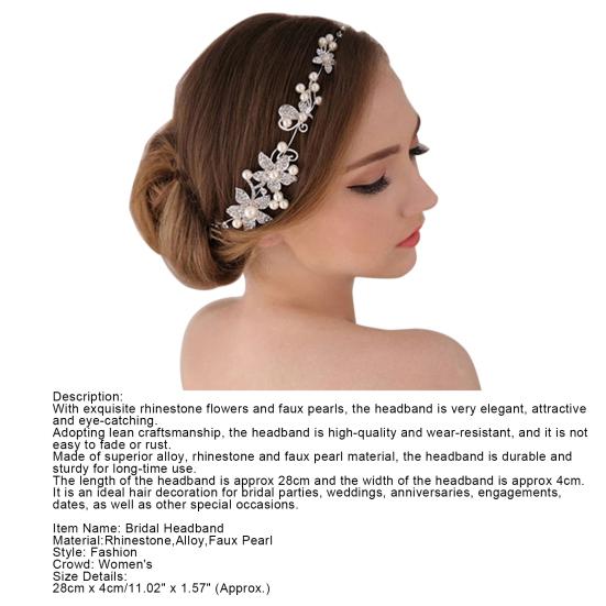 Fashion Women Rhinestone Flower Wedding Bridal Party Headband Headdress Jewelry