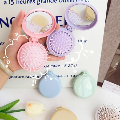 Masážní skládací zrcadlo hřeben make-up zrcadlo malý hřeben kapesní přenosný zrcadlový hřeben vzduchový polštářek hřeben pro dívky masážní balónkový hřeben
