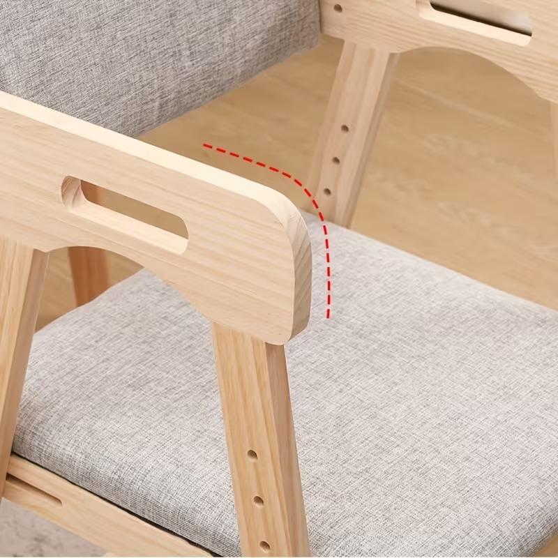 Solid Wood High Chair for Toddlers To Teens Adjustable Height Toddler Dining Study Chair Easy To Clean Highchair with Cushion
