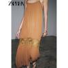 Zaprha 2025 Summer New French Style Retro Advanced Wrinkle Embroidery Patchwork Sling Dress 5107269
